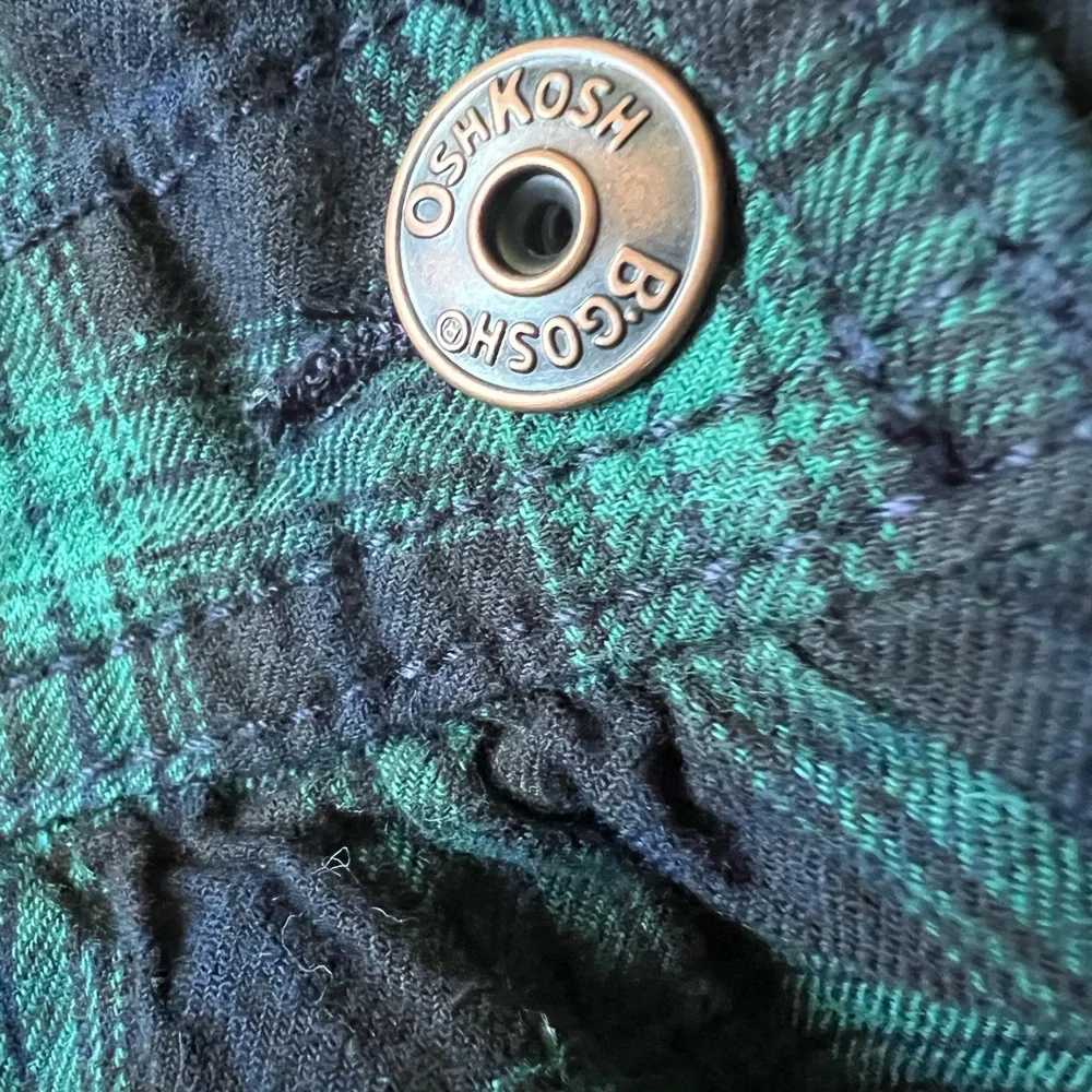 Oshkosh overall dress plaid navy blue and green 4t - Picture 3 of 7